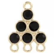 Negro - Colgante candelabro 18x13,5 mm con cabujones de vidrio - Negro - Dorado x1 Colgante candelabro 18x13,5 mm con cabujones de vidrio - Negro - Dorado x1