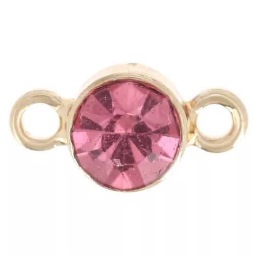 Entrepieza de cristal facetado de 4 mm - Dorado - Rosa x1