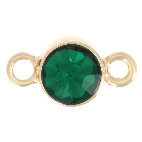 Entrepieza de cristal facetado de 4 mm - Dorado - Verde esmeralda x1