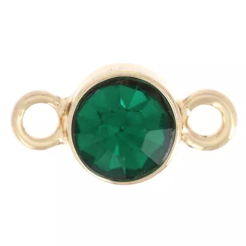 Entrepieza de cristal facetado de 4 mm - Dorado - Verde esmeralda x1