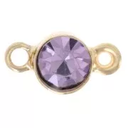 Entrepieza de cristal facetado de 4 mm - Dorado - Lila x1