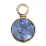 Colgante - Dije - Dije redondo cristal facetado 4 mm - Dorado - Azul claro x1 Dije redondo cristal facetado 4 mm - Dorado - Azul claro x1