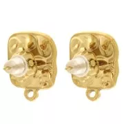 Pendientes cuadrados martillados 14x12 mm anilla cerrada - Acero inoxidable 304L Dorado x2