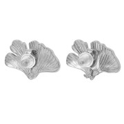 Pendientes de ginkgo 11x17 mm con anilla abierta - Acero inoxidable 316L x2