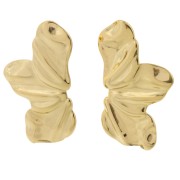 Pendientes media flor 45x25 mm efecto plisado - Acero inoxidable 304L Dorado x2