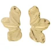 Pendientes media flor 45x25 mm efecto plisado - Acero inoxidable 304L Dorado x2