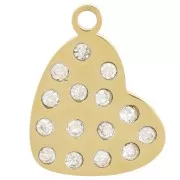 Dije corazón 12x9 mm con strass - Acero inoxidable 316L dorado x1