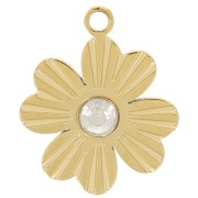 Dije de trébol estriado de 12 x 9,5 mm con pedrería - Acero inoxidable 304 Dorado x1