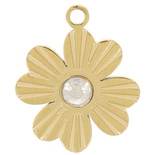 Dije de trébol 12x9 mm con rayas - Acero inoxidable 316L dorado x1