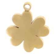 Dije de trébol estriado de 12 x 9,5 mm con pedrería - Acero inoxidable 304 Dorado x1