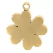 Dije de trébol estriado de 12 x 9,5 mm con pedrería - Acero inoxidable 304 Dorado x1