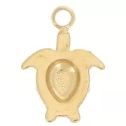Mini dije 9x7 mm tortuga con diamantes de imitación - Acero inox 304L Dorado x1