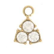 Dije mini triángulo 6.5x5 mm con strass - Acero inoxidable 304L Dorado