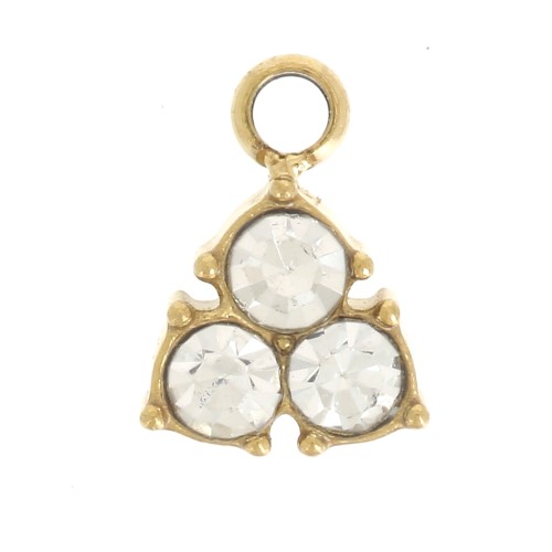 Dije mini triángulo 6.5x5 mm con strass - Acero inoxidable 304L Dorado