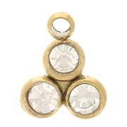 Mini Dije 7.5x6 mm con 3 strass - Acero inoxidable 304L Dorado