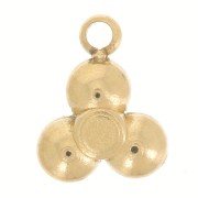 Mini Dije 7.5x6 mm con 3 strass - Acero inoxidable 304L Dorado