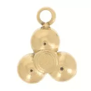 Mini Dije 7.5x6 mm con 3 strass - Acero inoxidable 304L Dorado