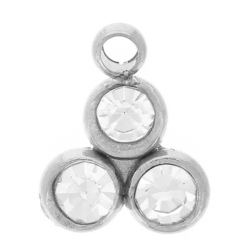 Mini Dije 7,5x6 mm con 3 strass - Acero inoxidable 304L x1