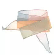 Cinta de seda 25 mm - Tie and dye - Camel - Caqui - Azul x85cm