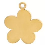 Dije de flor de 11 mm con resina epoxi - acero inoxidable 316L dorado - Rosa x1