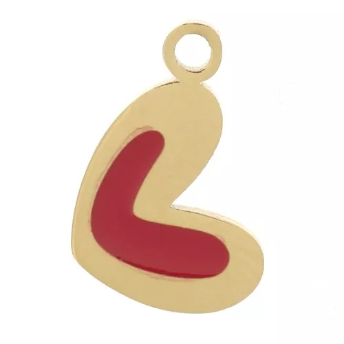 Dije corazón 10x6,5 mm con resina epoxi - Acero inoxidable 316L dorado - Rojo