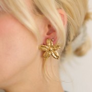 Pendientes Flor de Cerezo 31x33 mm - Acero inoxidable 304L Dorado x2