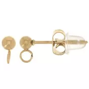 Ganchos pendientes de bola 3 mm con anilla cerrada - Acero inoxidable 304L Dorado x2