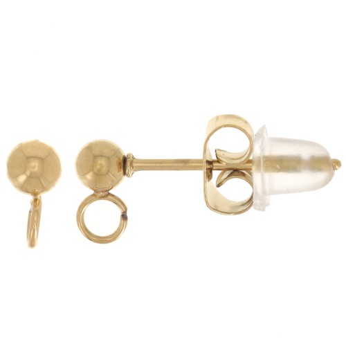 Ganchos pendientes de bola de 3 mm con anillo cerrado - Acero inoxidable 304L Dorado x50