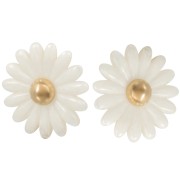 Pendientes flor margarita 43 mm resina - Acero inoxidable 304L Dorado - Blanco x2