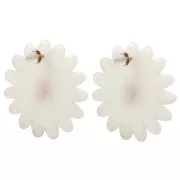 Pendientes flor margarita 43 mm resina - Acero inoxidable 304L Dorado - Blanco x2