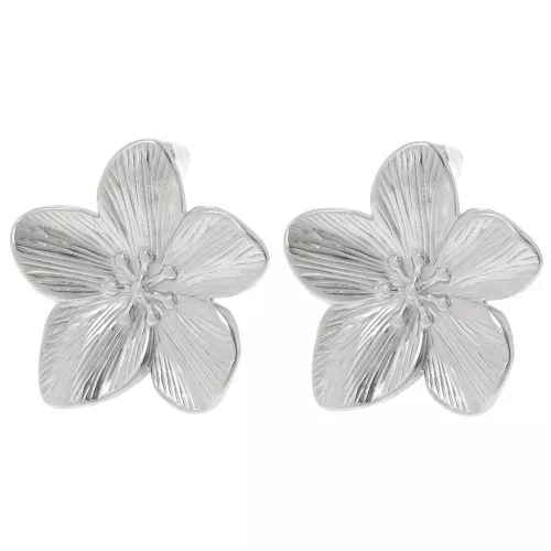 Pendientes flor de cerezo 30 mm - acero inoxidable 304L x2