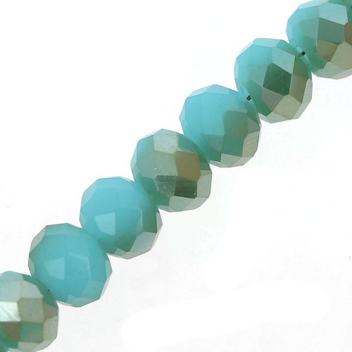 Redondas planas facetadas 6x5 mm Aquamarine Opal Iris x40cm