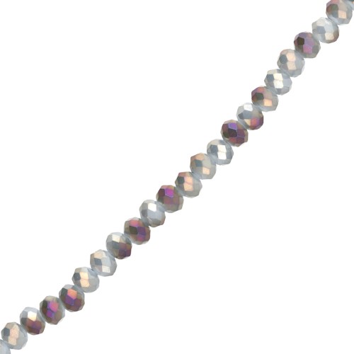 Cuentas facetadas redondas - aplanadas redondas - 6x5 mm Ópalo gris claro Iris x40cm