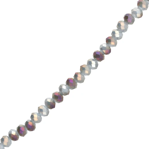 Cuentas facetadas redondas - aplanadas redondas - 6x5 mm Ópalo gris claro Iris x40cm