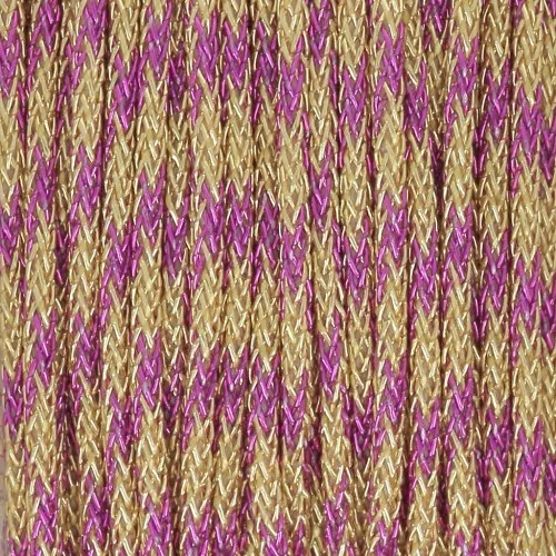 Hilo de nylon trenzado metalizado 0,85 mm - Premium - Dorado - Fucsia x10m