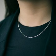 Collar malla espejo - serpiente plano trenzado 1.1 mm - Plata 925 x42cm