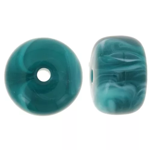 Cuenta arandela acrílica 14,5x9 mm agujero grande - Pato verde jaspeado x20