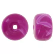 Cuenta arandela acrílica 14,5x9 mm agujero grande - Magenta jaspeado x20