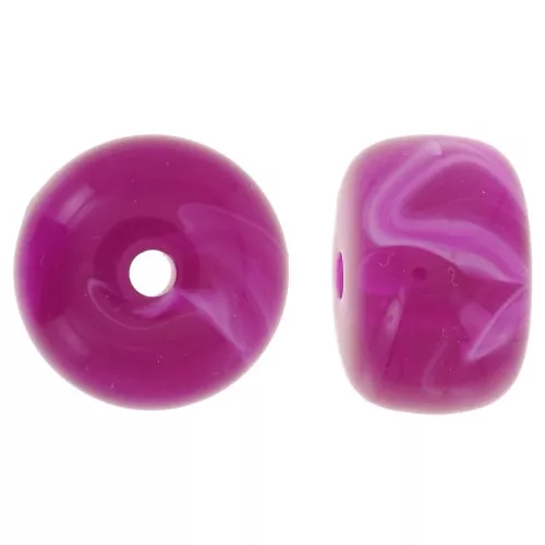 Cuenta arandela acrílica 14,5x9 mm agujero grande - Magenta jaspeado x20