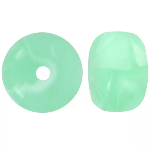 Cuenta arandela acrílica 14,5x9 mm agujero grande - Verde claro jaspeado x20
