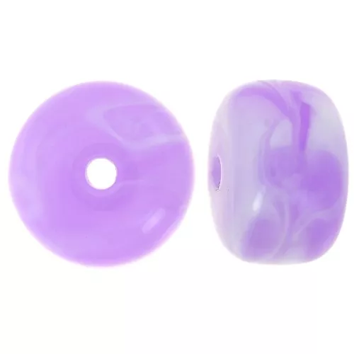 Cuenta arandela acrílica 14,5x9 mm agujero grande - Lila jaspeado x20