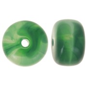 Cuenta arandela acrílica 14,5x9 mm agujero grande - Verde oscuro jaspeado x20