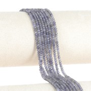 Cuenta de gema redonda aplanada facetada 3x2 mm - Iolita x39cm