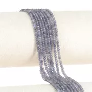 Cuenta de gema redonda aplanada facetada 3x2 mm - Iolita x39cm