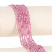 Cuentas redondas aplanadas facetadas 3x2 mm gema Turmalina Rosa x39cm