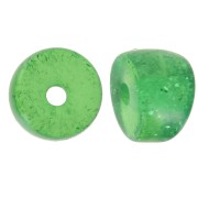 Cuentas separadoras tubo curvo - 8x6 mm en acrílico - purpurina verde x6