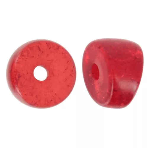 Cuentas separadoras tubo curvo - 8x6 mm en acrílico - Purpurina roja x6