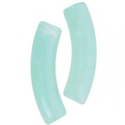Cuenta tubo curvada en acrílico translúcido 33x8mm - Perla jaspeada verde agua x6