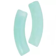 Cuenta tubo curvada en acrílico translúcido 33x8mm - Perla jaspeada verde agua x6