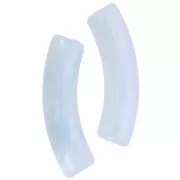 Cuenta tubo curvada en acrílico translúcido 33x8mm - Azul cielo jaspeado perla x6